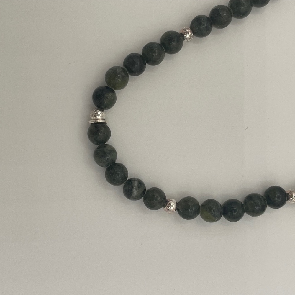 32" Connemara Marble Sterling Silver Tone Bead necklace-FREE SHIPPING